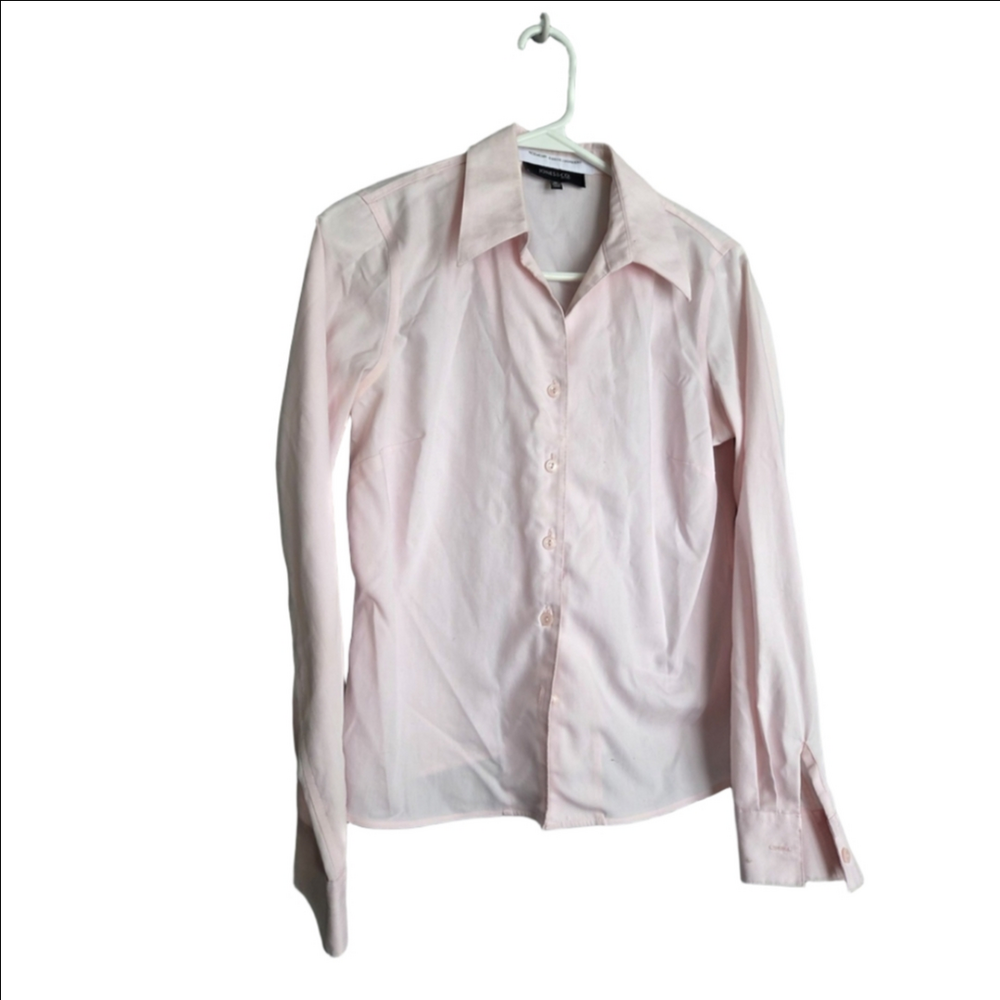 🌸 Jones & Co Petite Button-Up Dress Shirt | Pink Suit Top | Size 6P / Medium –